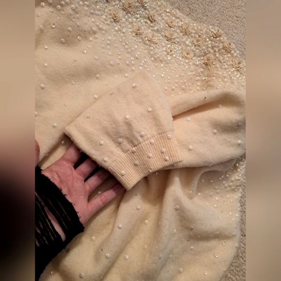 Banff ltd retro cardigan wool 38 sequined - Picture 8 of 13